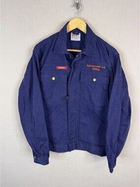 Kansas Luxe Mens Navy Blue Workwear Jacket Agrarprodukt Rüting Vintage Small